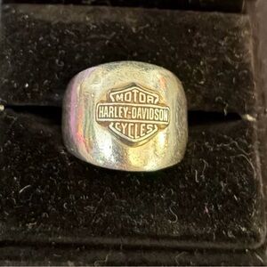 Harley-Davidson Sterling Silver Tone Bar & Shield Signet Ring
